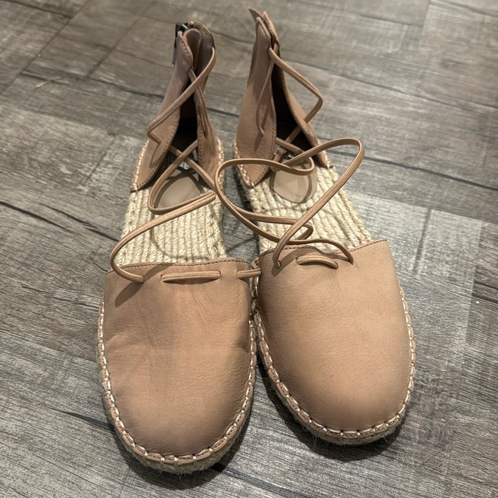 Eileen Fisher - Lace-Up Espadrille Sandal Flats - Tan - Size 6.5 - Gently Used!!